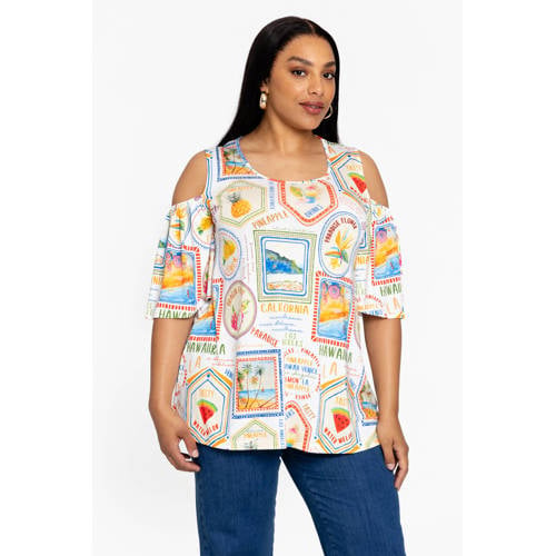 YOEK off shoulder top beige afbeelding