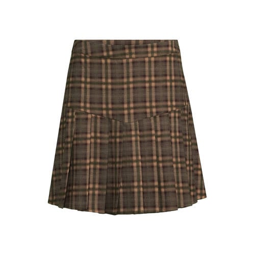 Ruby korte rok met plooien bruin/khaki afbeelding