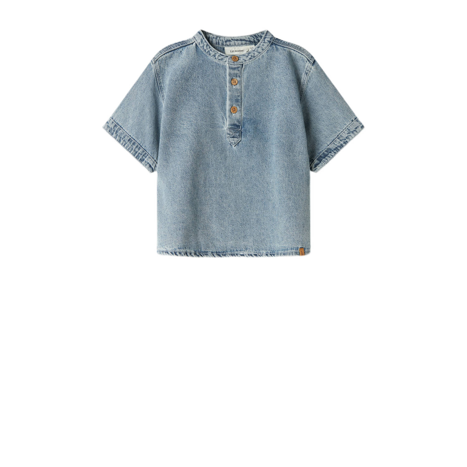 LIL' ATELIER Jongens Overhemden Nmmfundo Ss Loose Dnm Shirt 4331-fd Lil Blauw