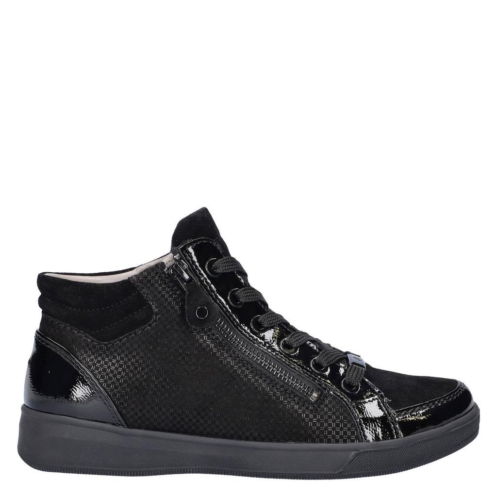 Zwarte dames Ara Rome Hightop lakleren sneakers met veters