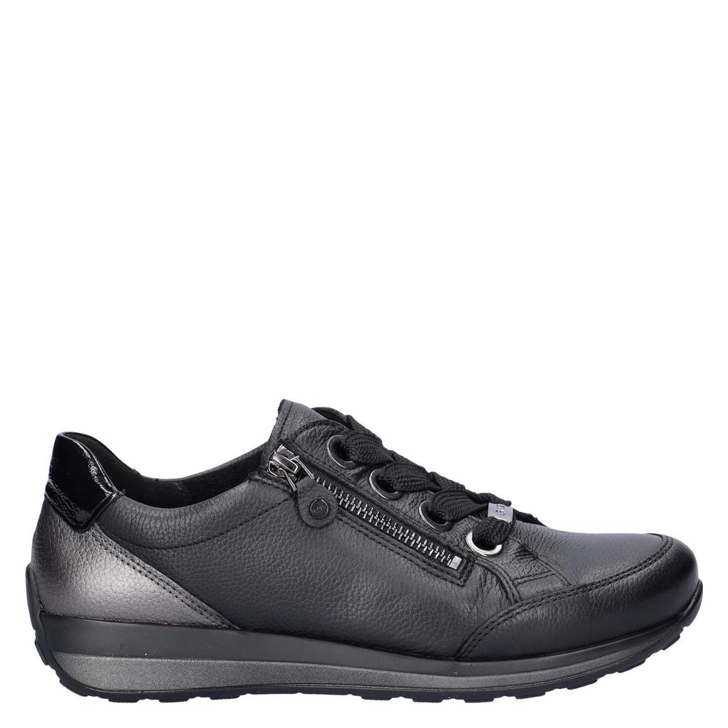 Zwarte dames Ara Osaka HighSoft leren sneakers met ritssluiting