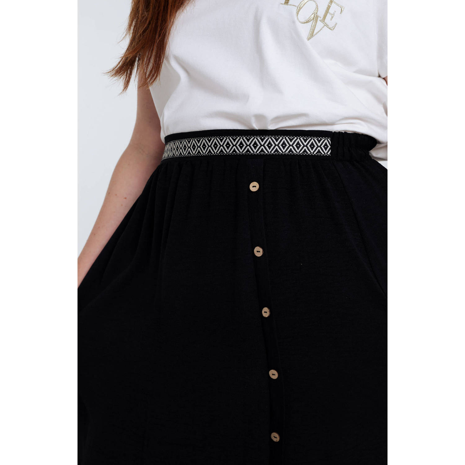 Paprika midi rok zwart