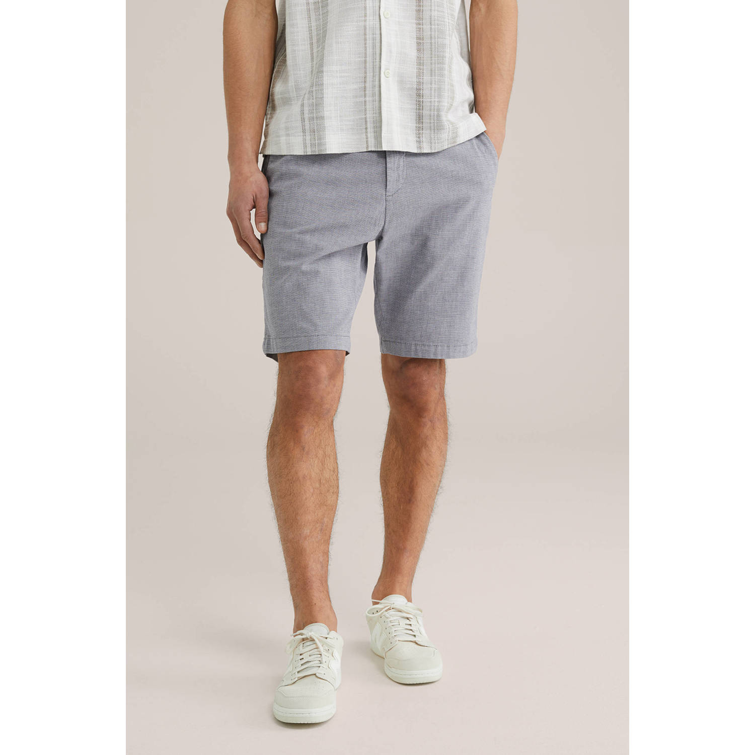WE Fashion regular chino short donkerblauw