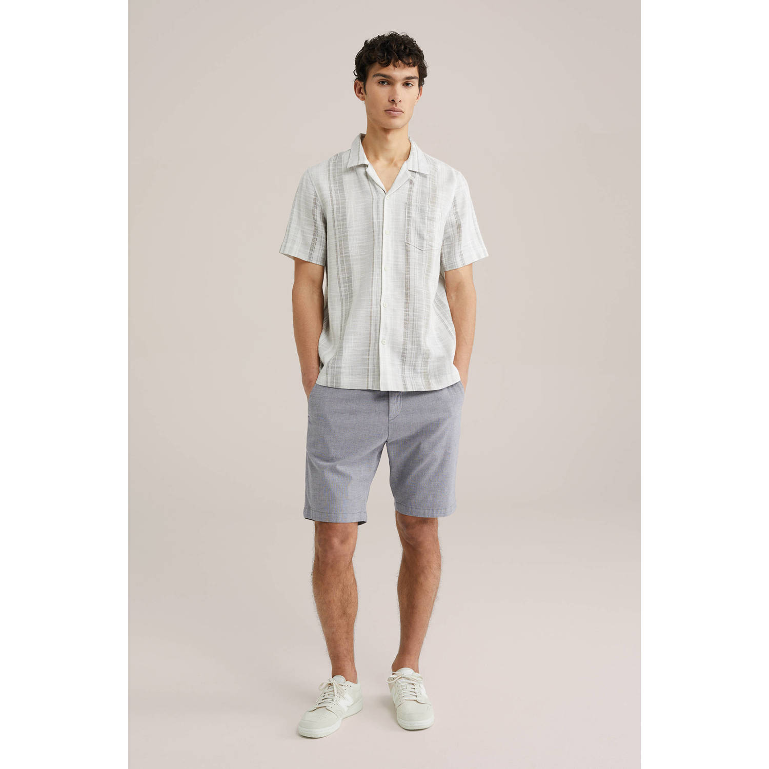 WE Fashion regular chino short donkerblauw