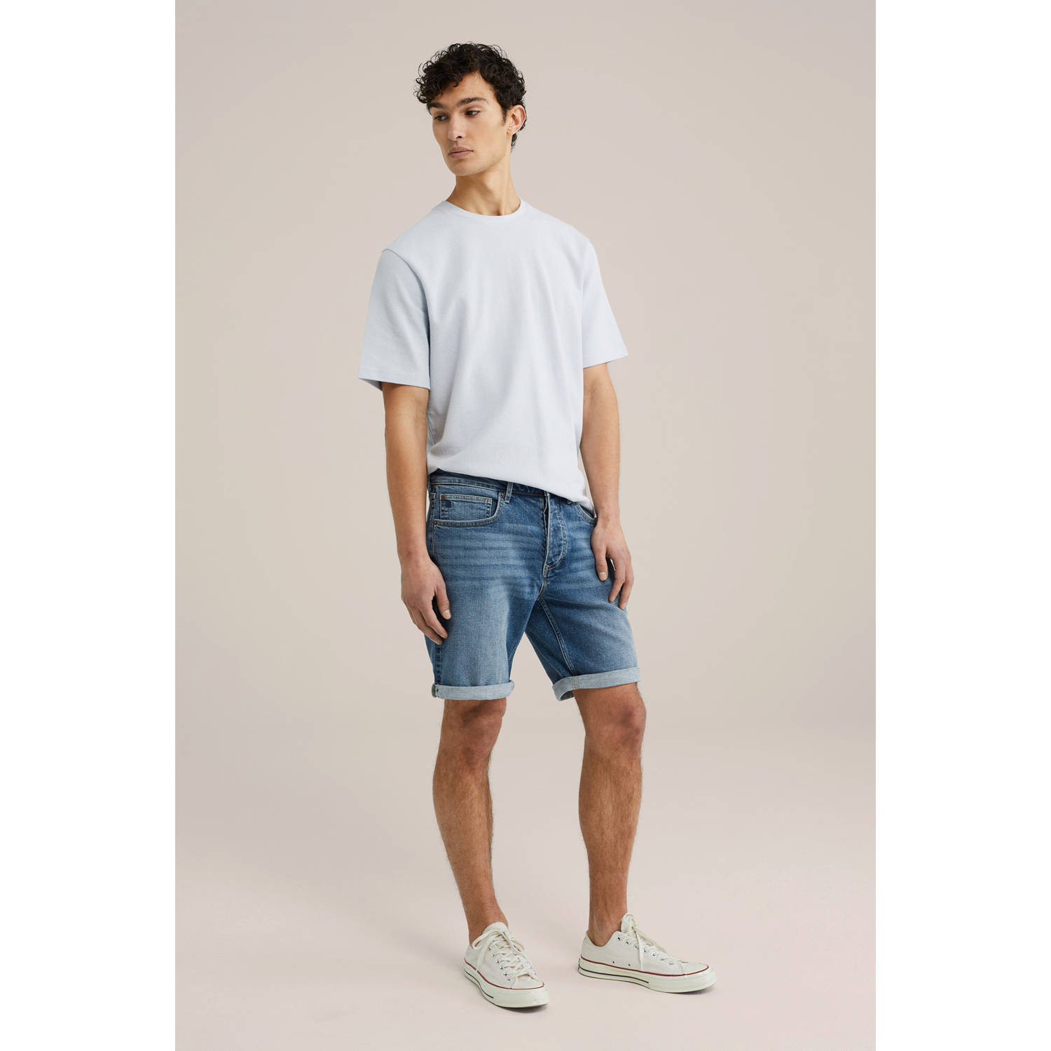 WE Fashion Blue Ridge regular denim short donkerblauw