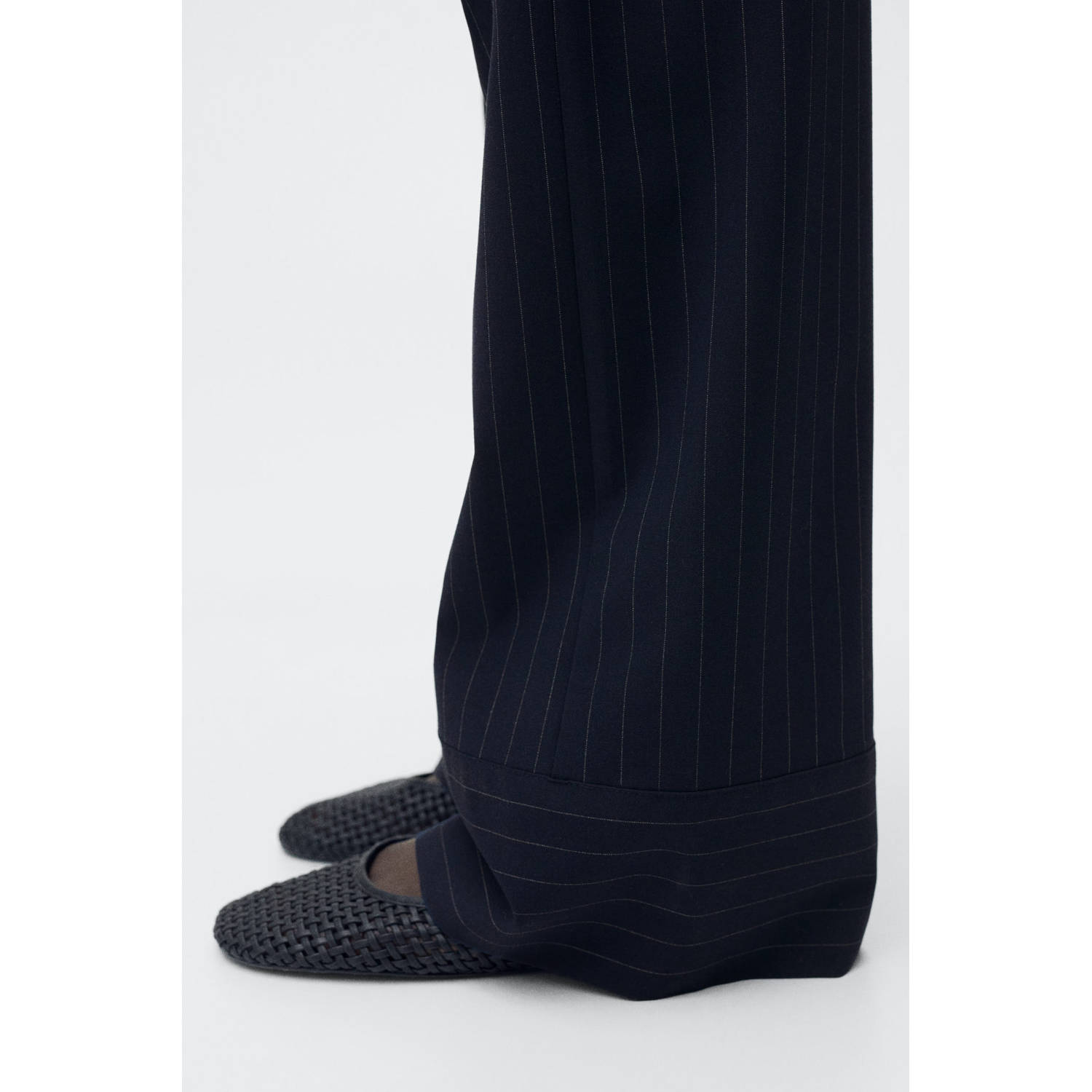 Mango wide leg regular waist pantalon donkerblauw