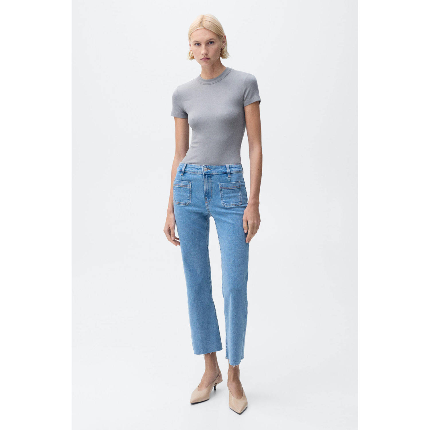 Mango wide leg jeans medium blue denim