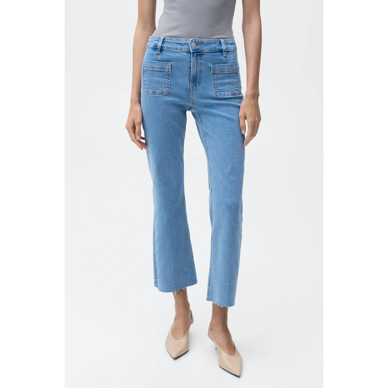 Mango wide leg jeans medium blue denim