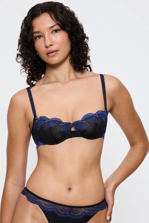 niet-voorgevormde beugelbh Comfort Glam zwart/blauw