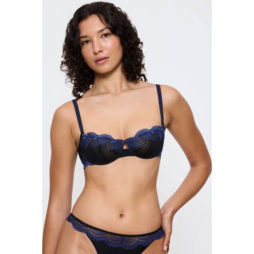 Triumph niet-voorgevormde beugelbh Comfort Glam zwart/blauw afbeelding