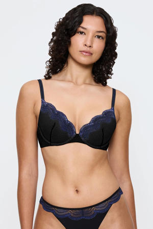 voorgevormde push-up bh Comfort Glam zwart/blauw