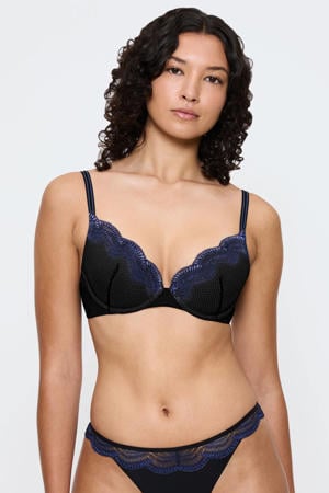 voorgevormde push-up bh Comfort Glam zwart/blauw