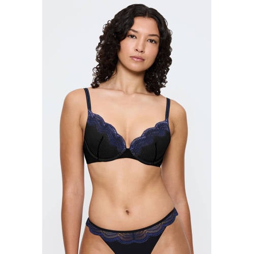 Triumph voorgevormde push-up bh Comfort Glam zwart/blauw afbeelding