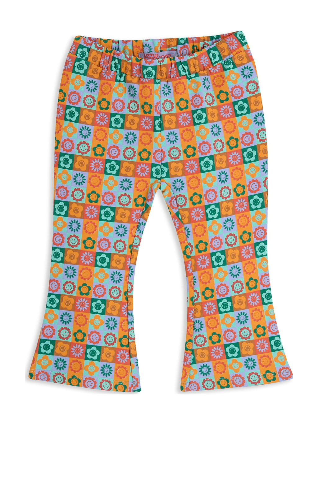 Oranje, groen en lilakleurige meisjes 4PRESIDENT flared broek van stretchkatoen met elastische tailleband