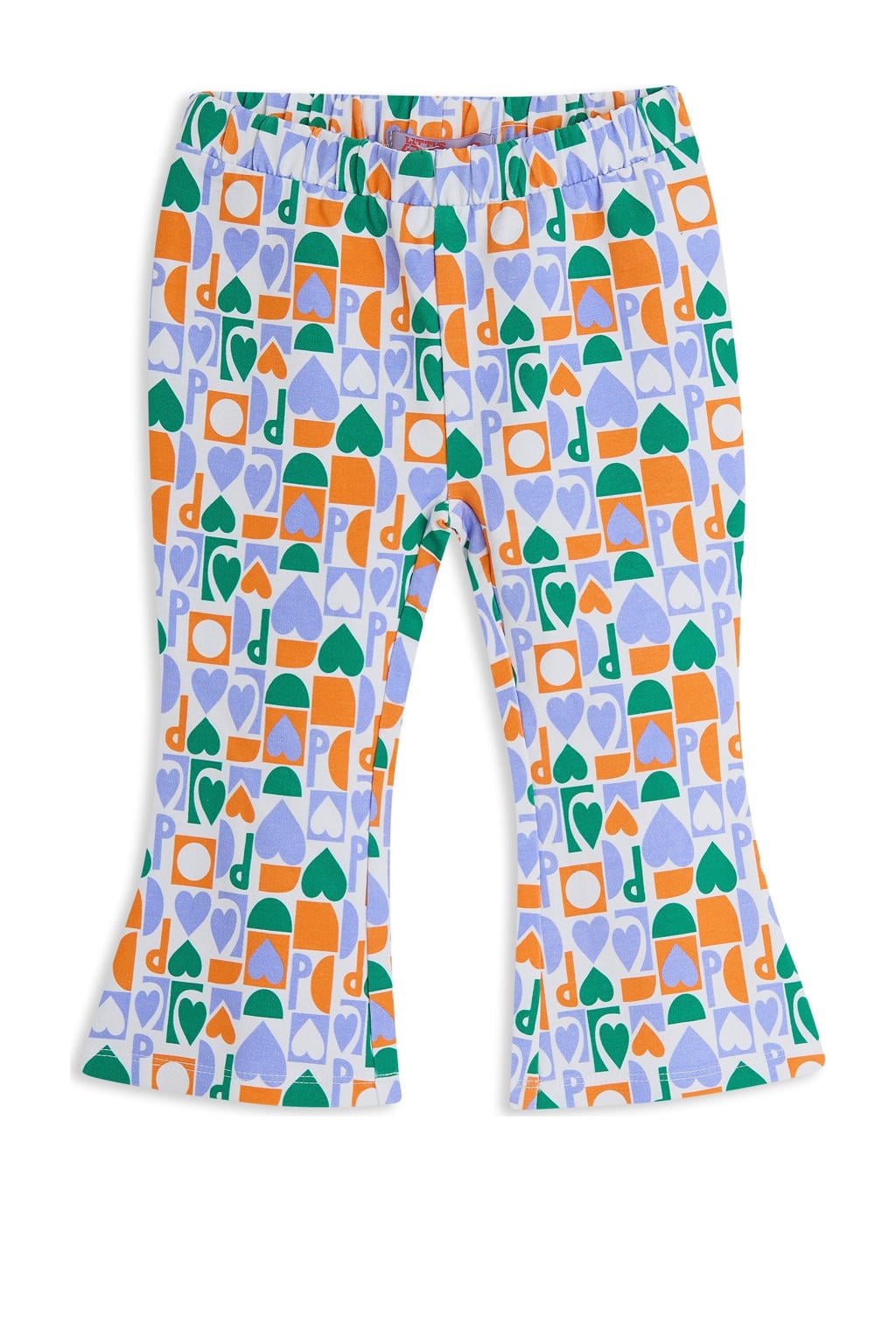 Lila, groen en oranje meisjes 4PRESIDENT flared broek van stretchkatoen met elastische tailleband