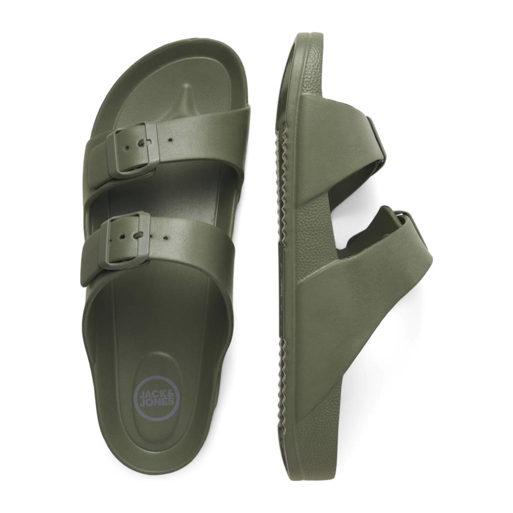 Groene heren JACK & JONES JFWCroxton slippers van eva/rubber met gesp