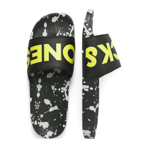 JFWHyde Splatter  badslippers antraciet/geel