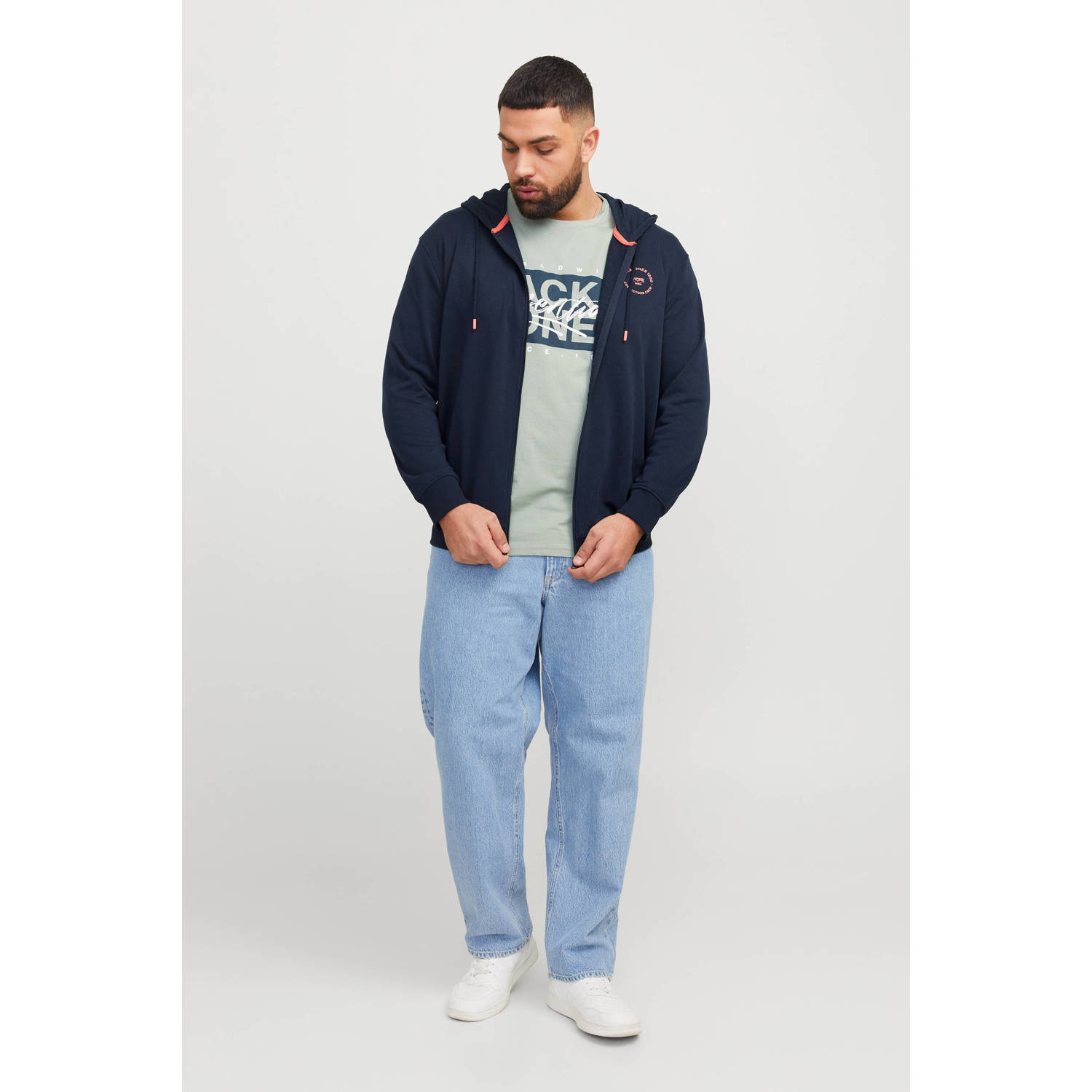 JACK & JONES PLUS SIZE sweatvest donkerblauw