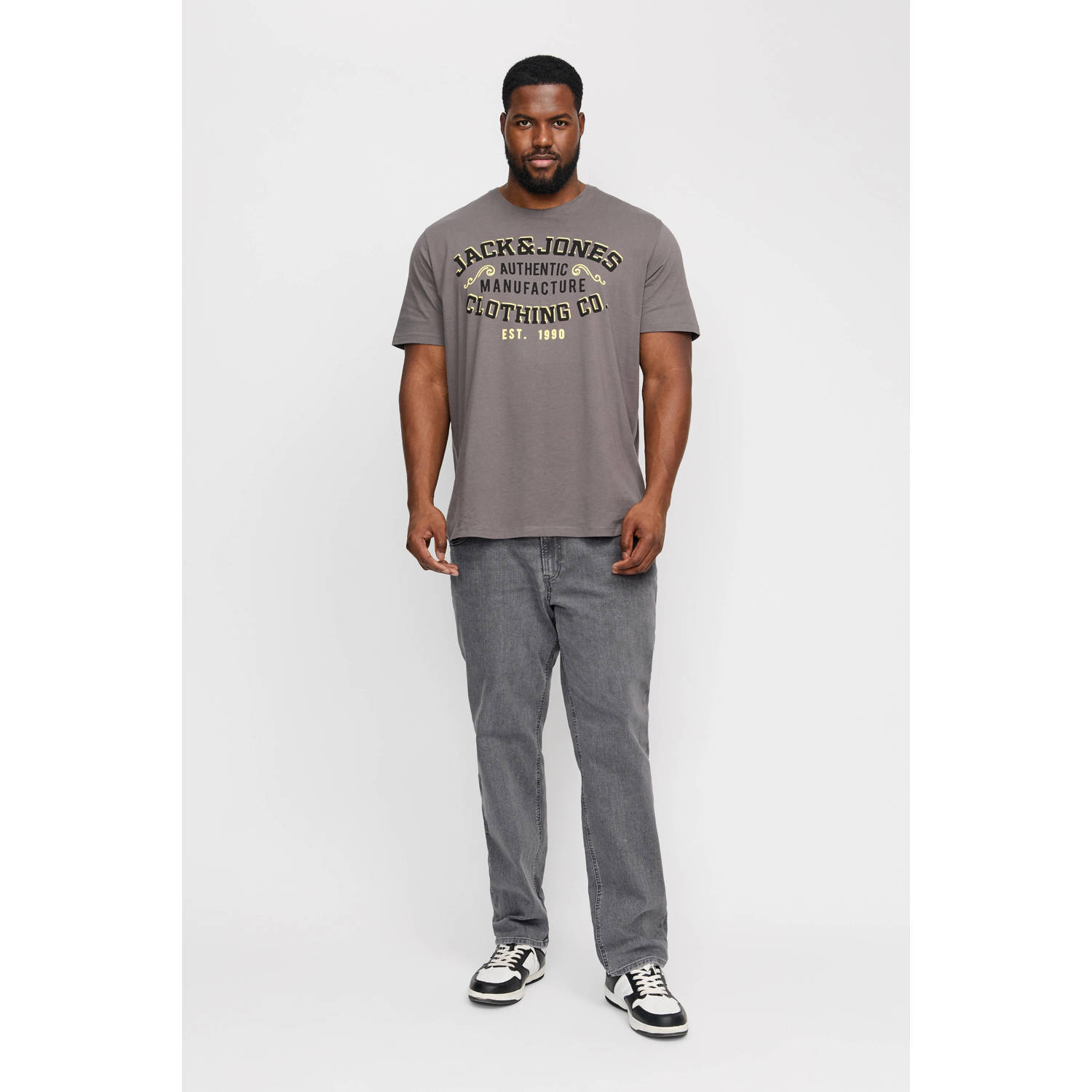 JACK & JONES PLUS SIZE JJIGLENN JJORIGINAL slim fit jeans grey denim