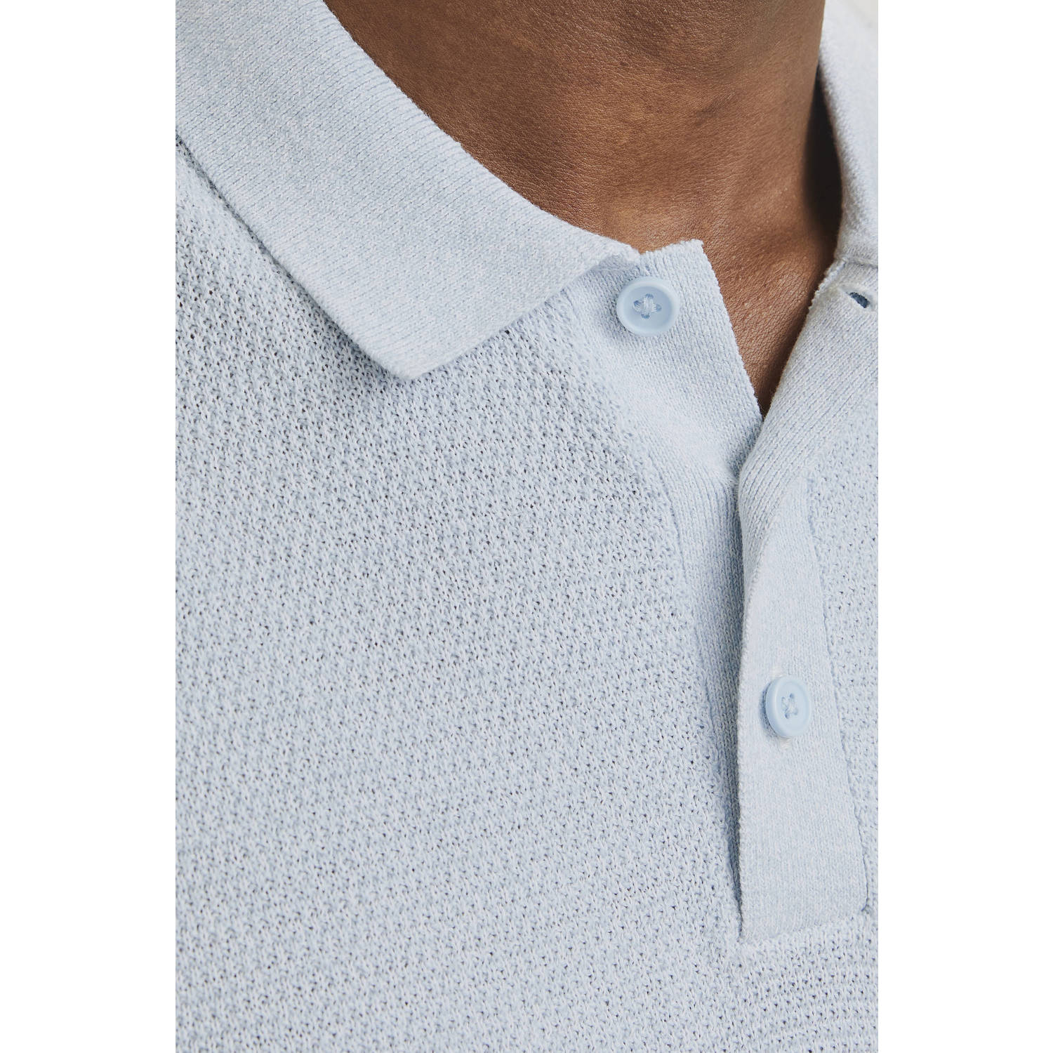 JACK & JONES ESSENTIALS relaxed polo gebreid lichtblauw