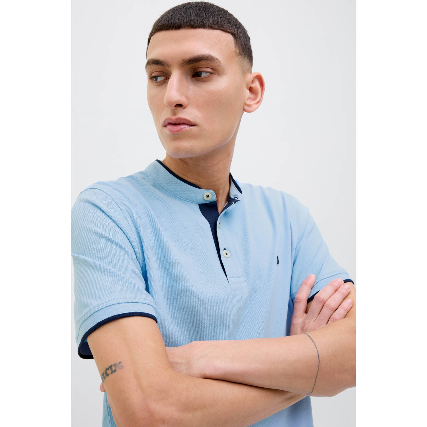 JACK & JONES ESSENTIALS slim polo lichtblauw