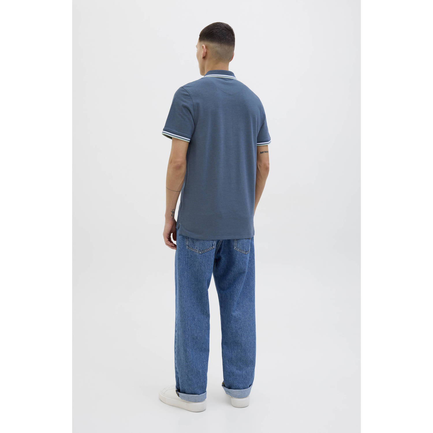 JACK & JONES ESSENTIALS slim fit polo JJEPAULOS blauw