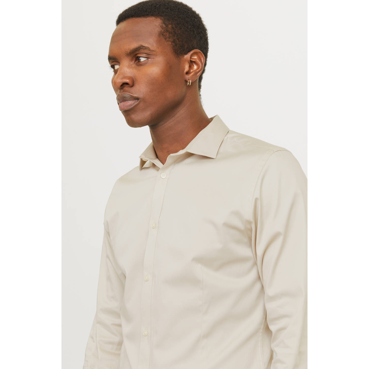 JACK & JONES PREMIUM super slim fit overhemd JJPRPARMA ecru