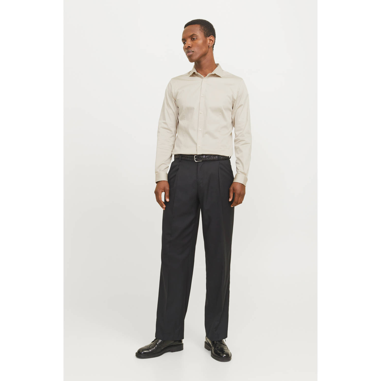 JACK & JONES PREMIUM super slim fit overhemd JJPRPARMA ecru