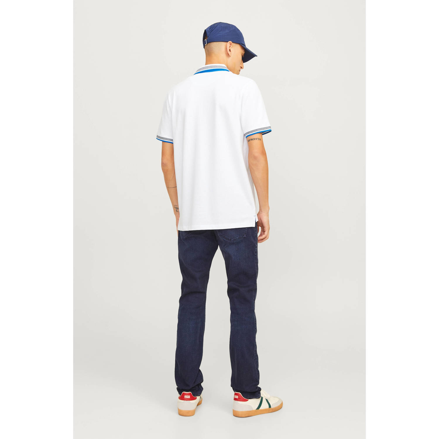 JACK & JONES ESSENTIALS slim fit polo JJEPAULOS wit