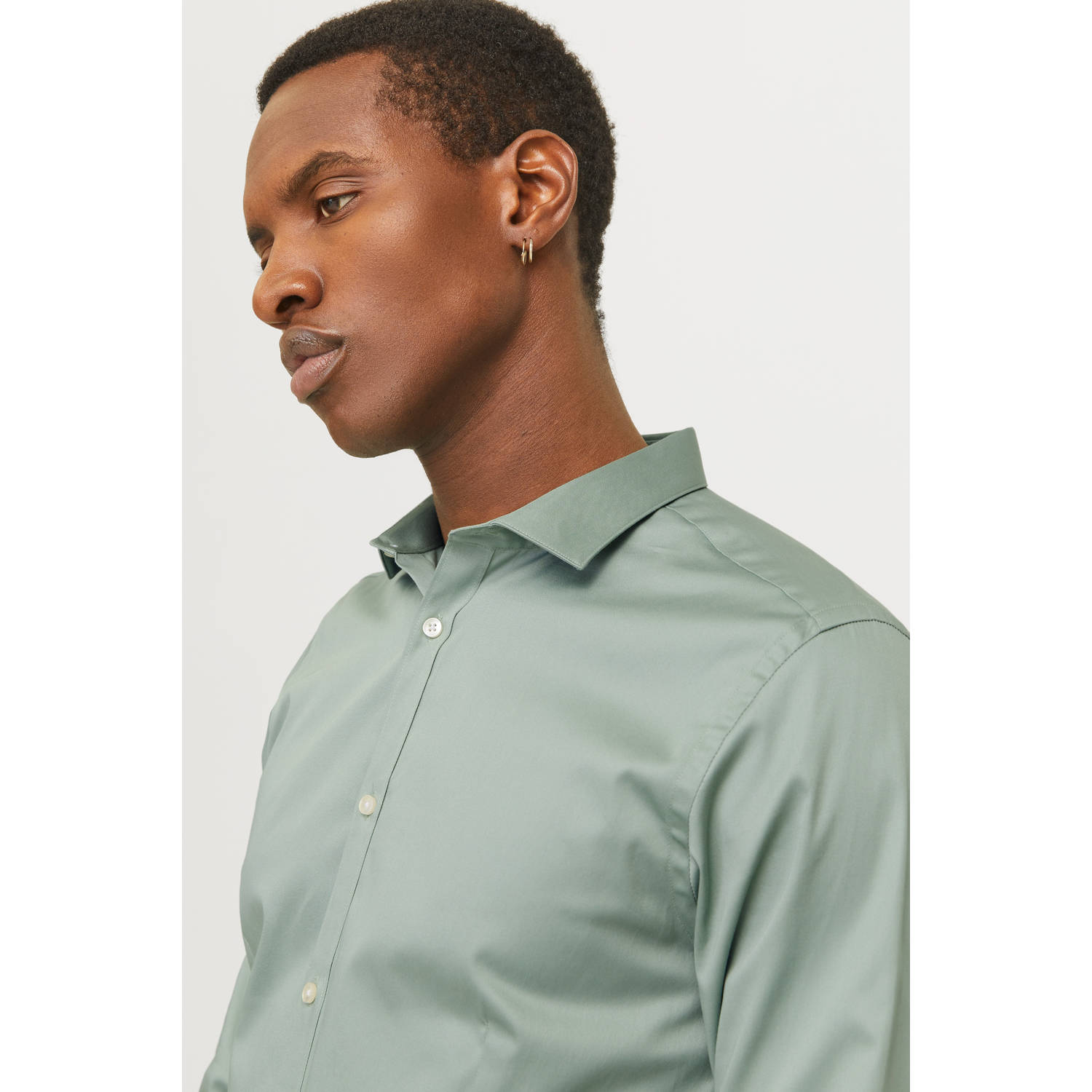JACK & JONES PREMIUM super slim fit overhemd JJPRPARMA grijsgroen