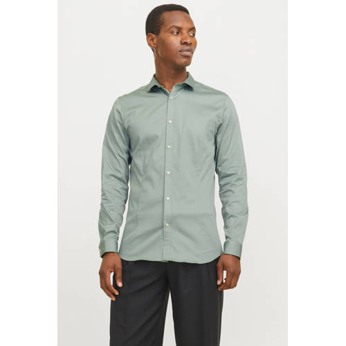 JACK & JONES PREMIUM super slim fit overhemd JJPRPARMA grijsgroen afbeelding