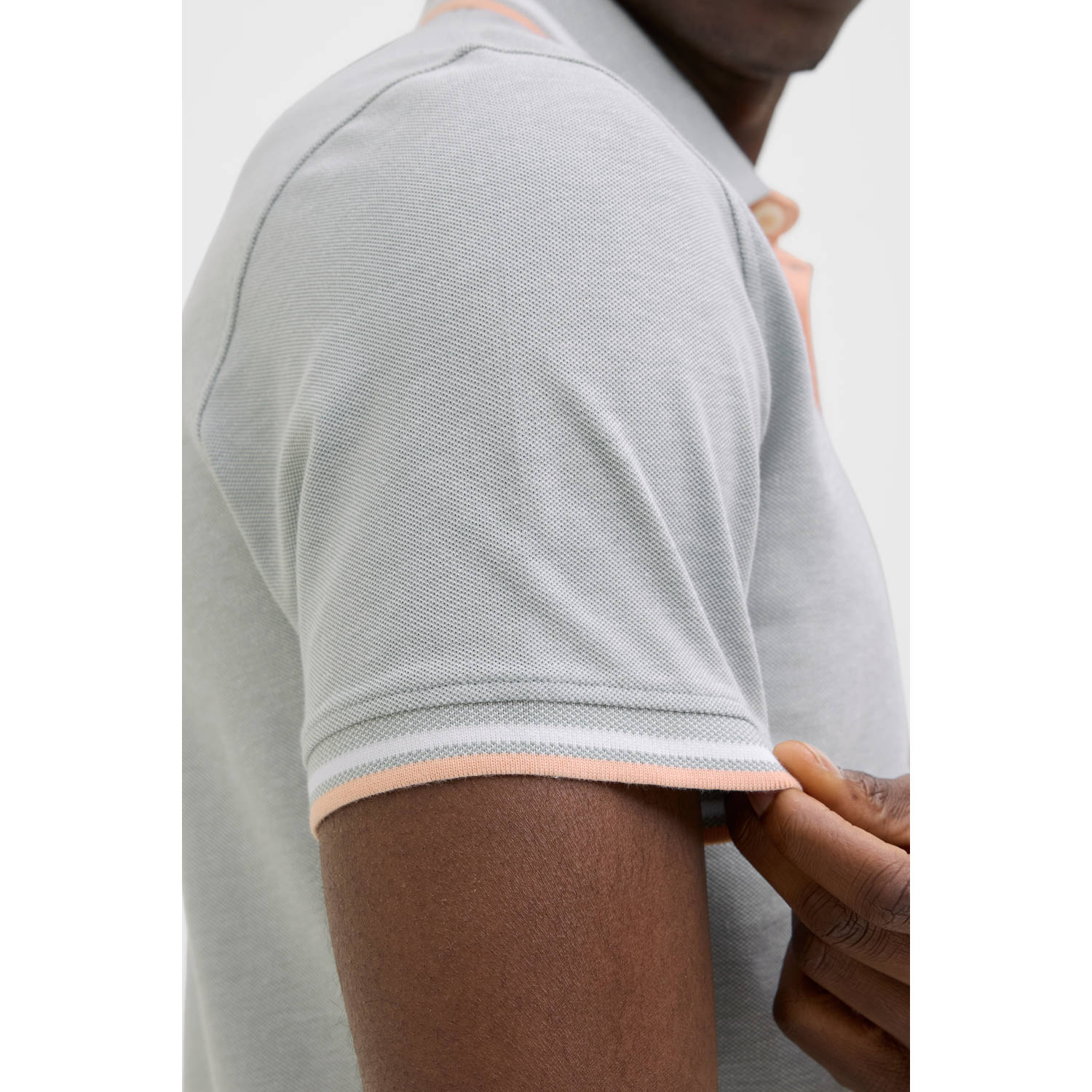 JACK & JONES ESSENTIALS slim fit polo JJEPAULOS grijsgroen