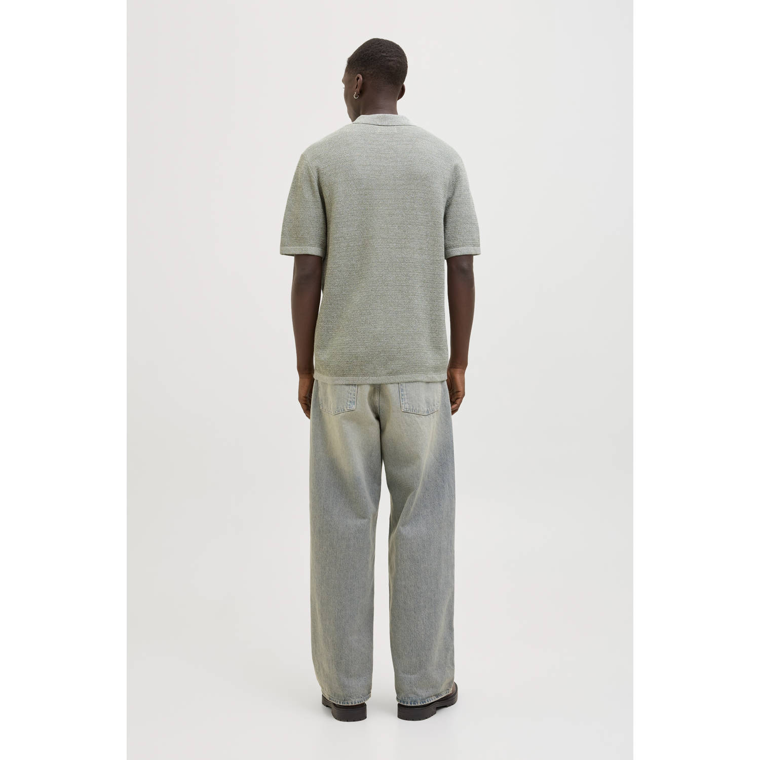 JACK & JONES ESSENTIALS relaxed polo gebreid lichtgroen