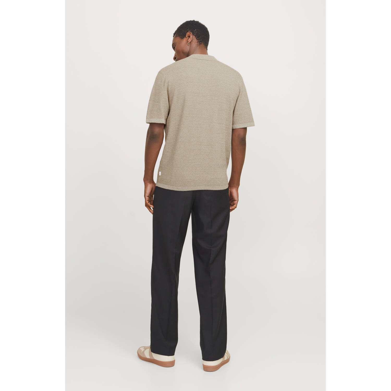 JACK & JONES ESSENTIALS relaxed polo gebreid beige