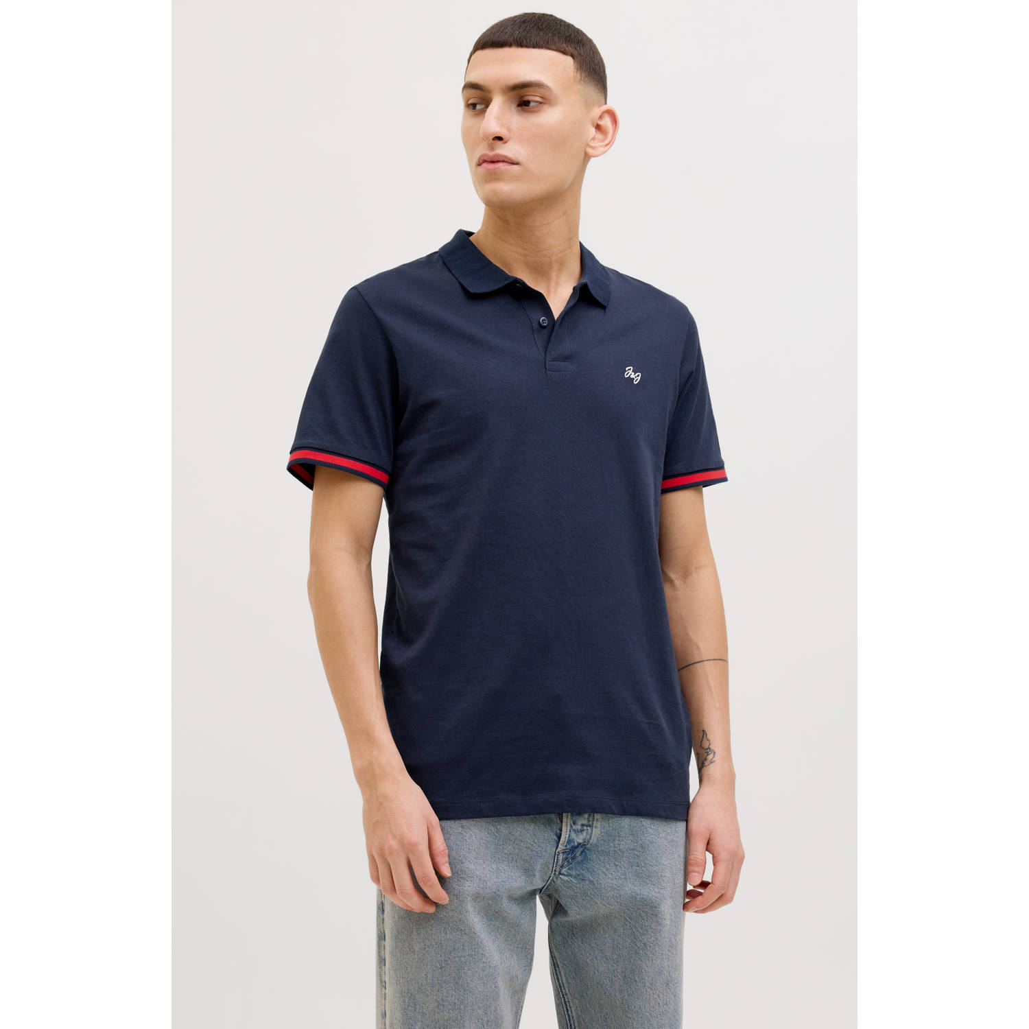 JACK & JONES ESSENTIALS regular polo donkerblauw