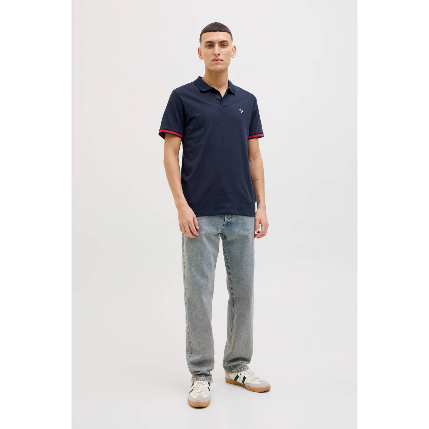 JACK & JONES ESSENTIALS regular polo donkerblauw
