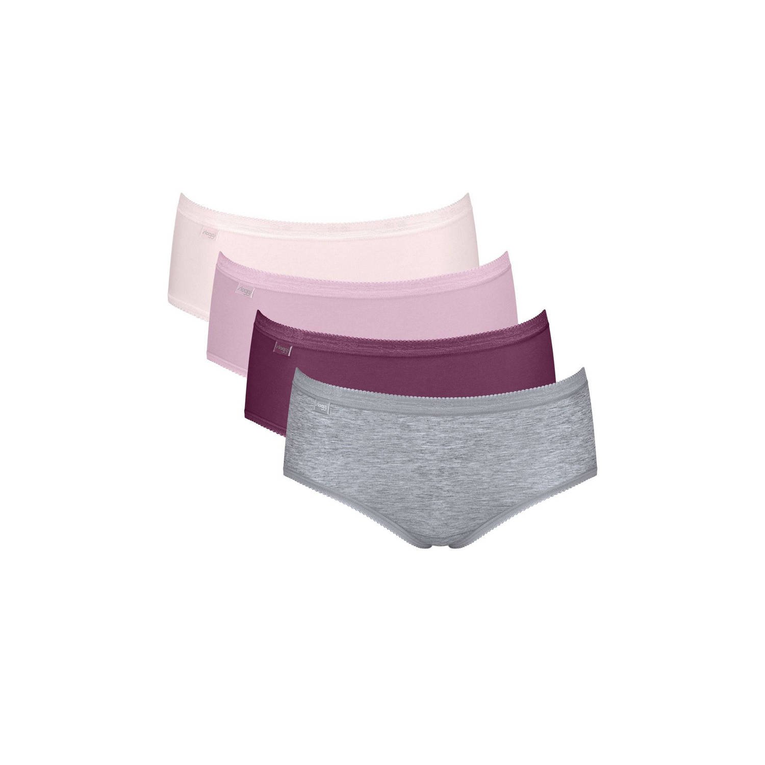 Sloggi Basic+ hipster Midi (set van 4) roze grijs paars