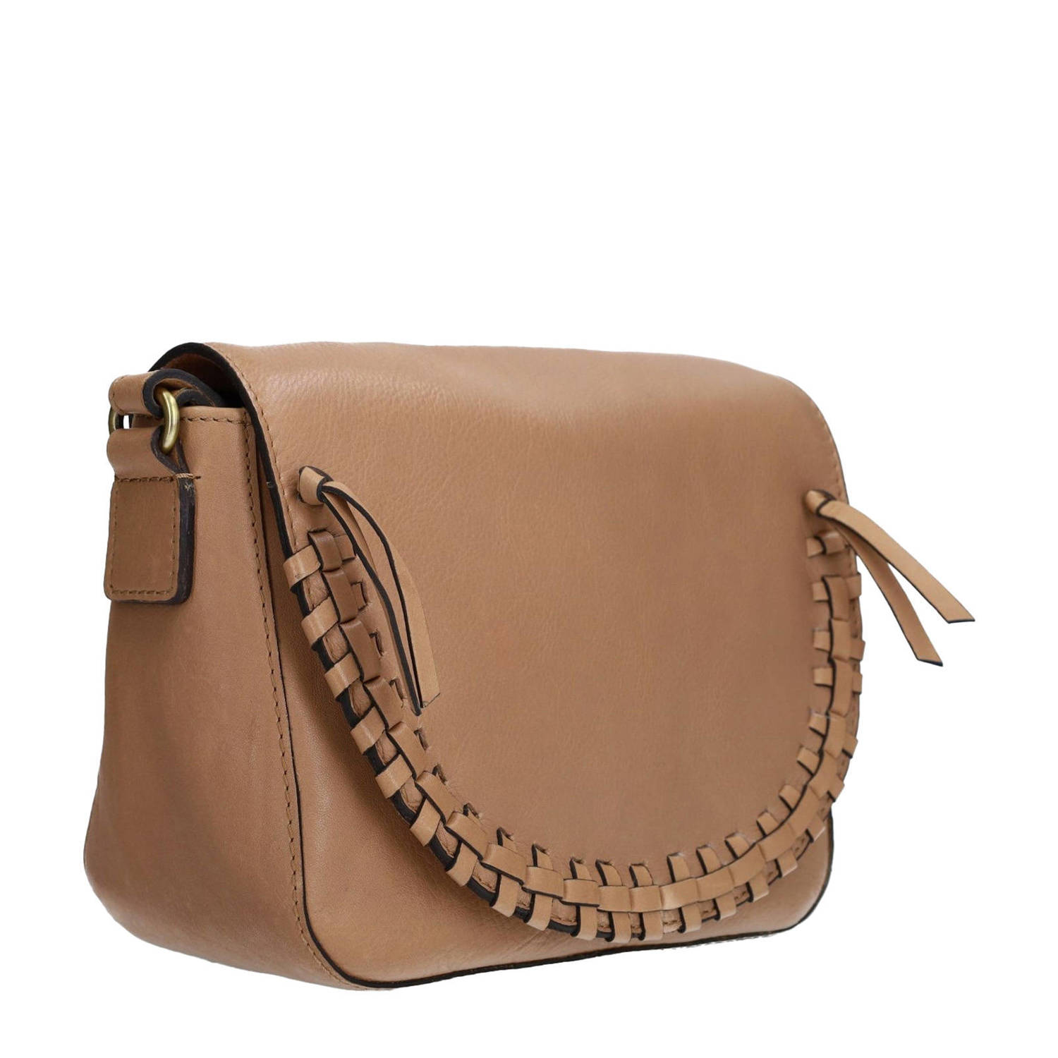 Manfield leren crossbody tas bruin