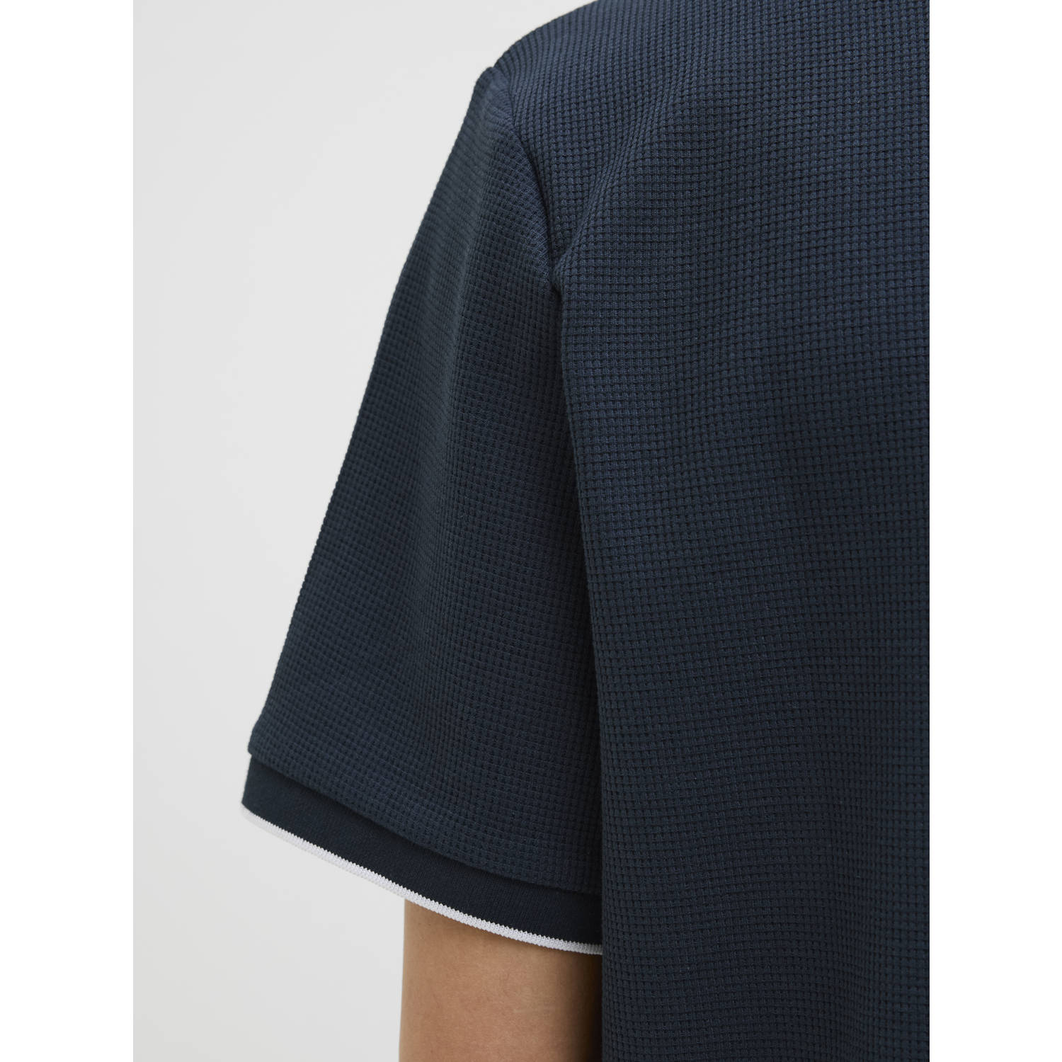 JACK & JONES ESSENTIALS regular polo met textuur donkerblauw