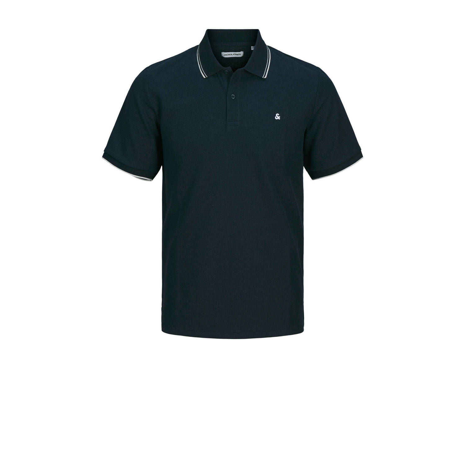 JACK & JONES ESSENTIALS regular polo met textuur donkerblauw