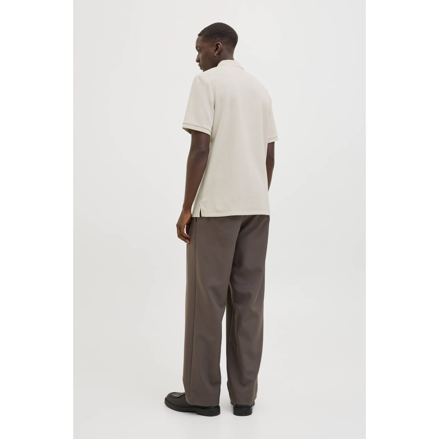 JACK & JONES ESSENTIALS regular polo met textuur beige