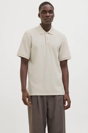 regular polo met textuur beige