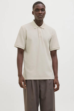 regular polo met textuur beige