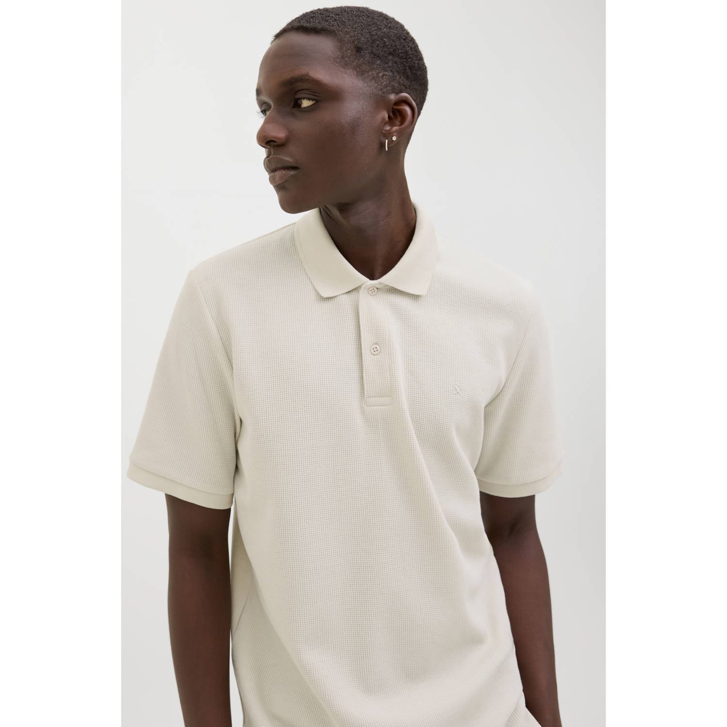 JACK & JONES ESSENTIALS regular polo met textuur beige