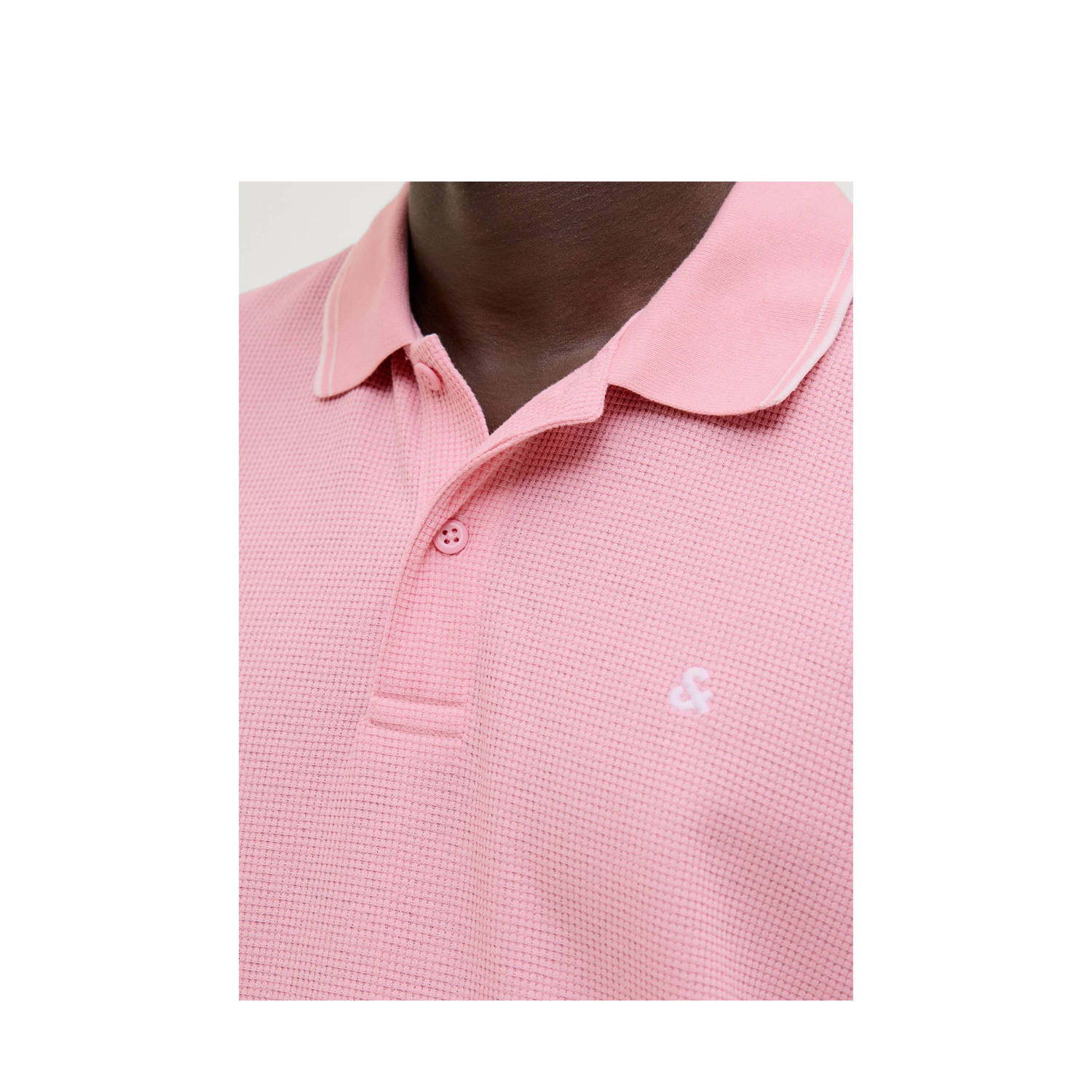 JACK & JONES ESSENTIALS regular polo met textuur roze