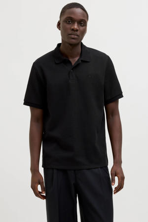 regular polo met textuur zwart