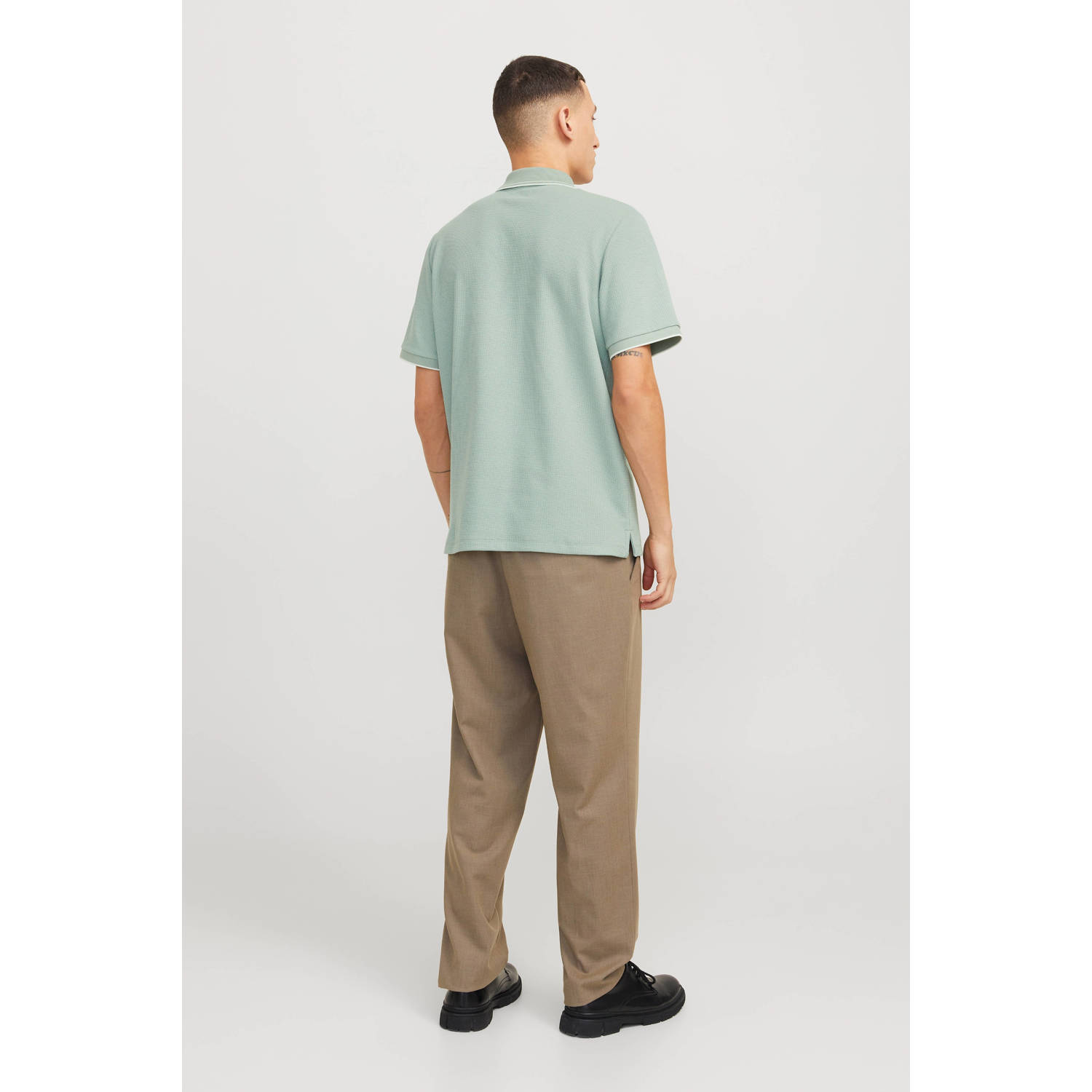 JACK & JONES ESSENTIALS regular polo met textuur groen