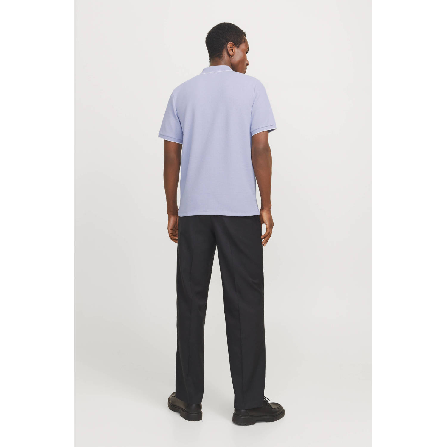 JACK & JONES ESSENTIALS regular polo met textuur lavendel