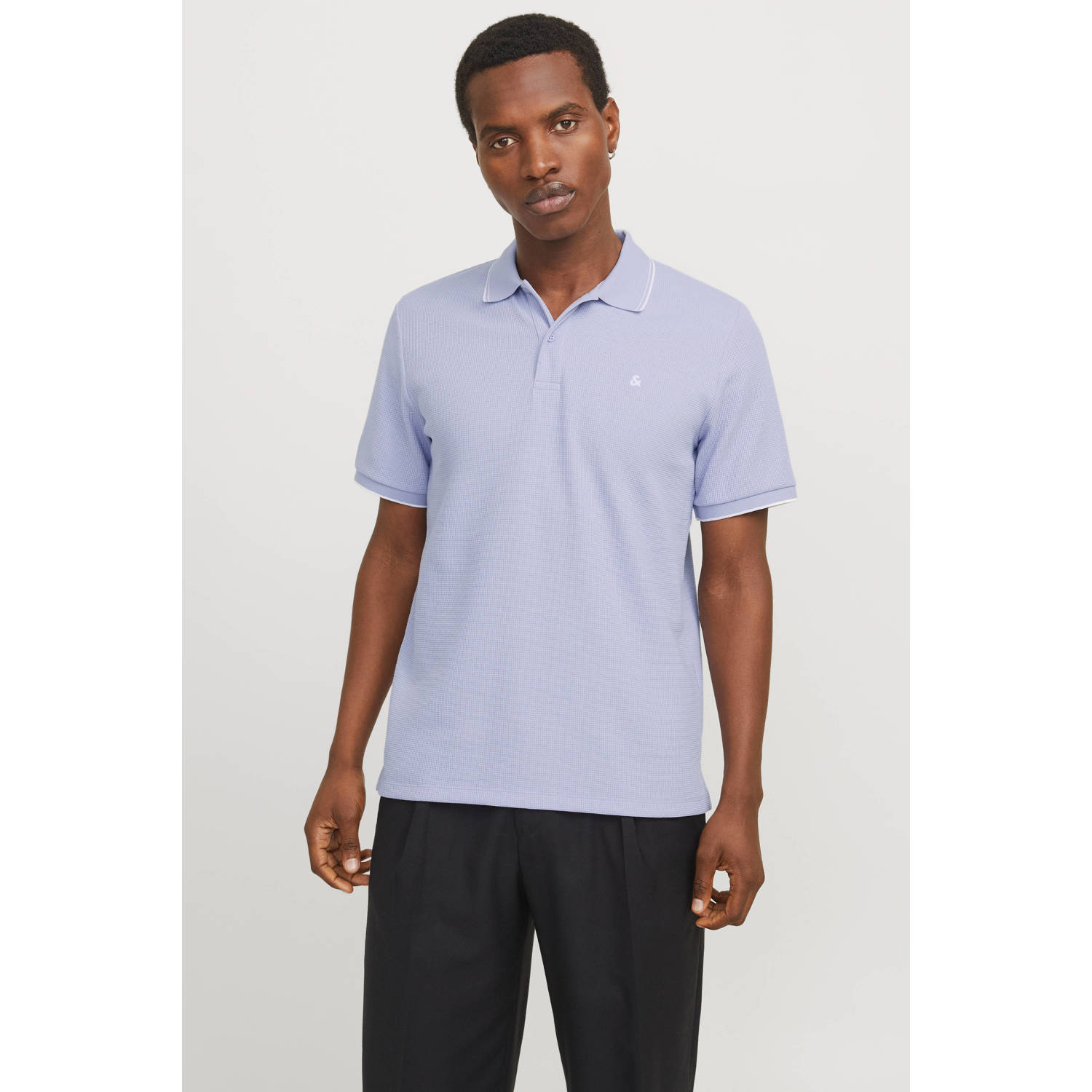 JACK & JONES ESSENTIALS regular polo met textuur lavendel
