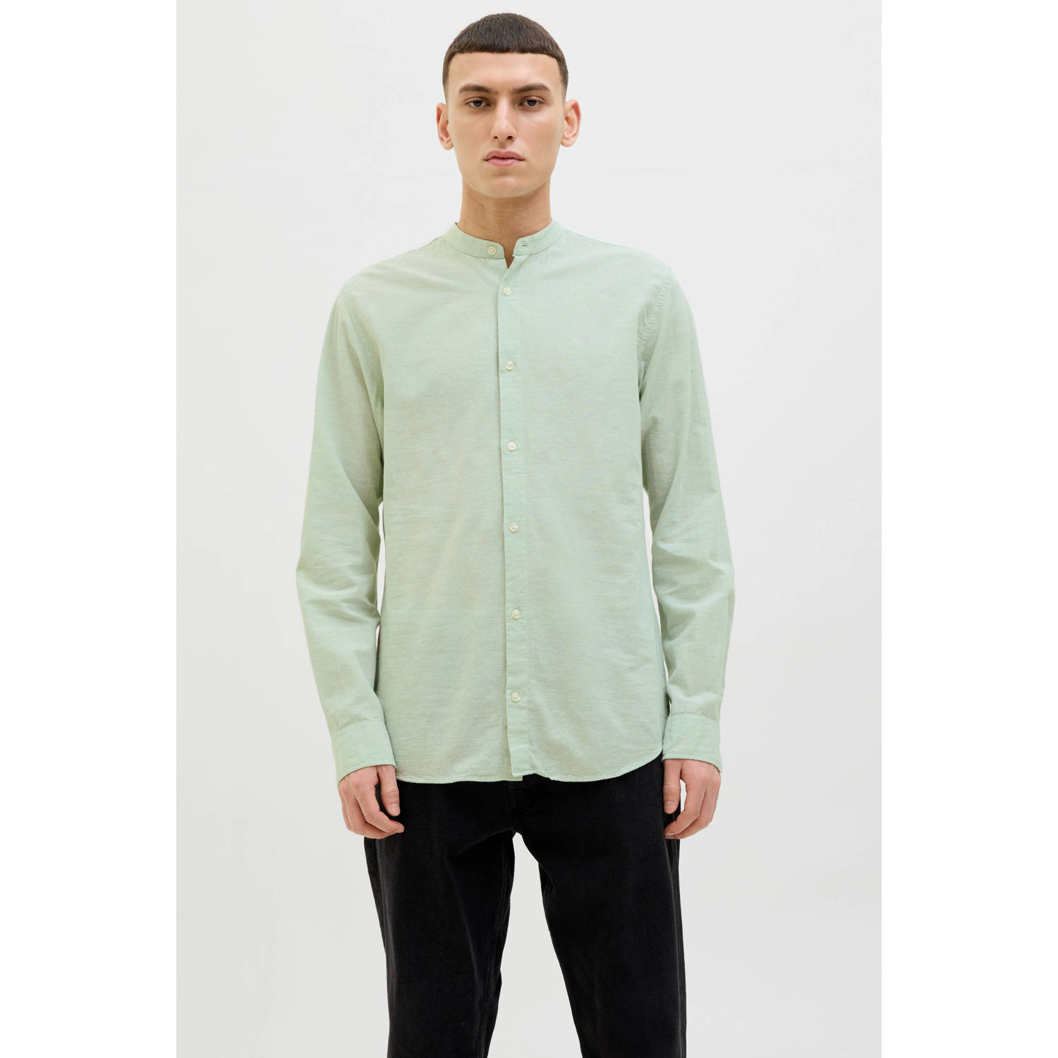 JACK & JONES ESSENTIALS casual overhemd lichtgroen